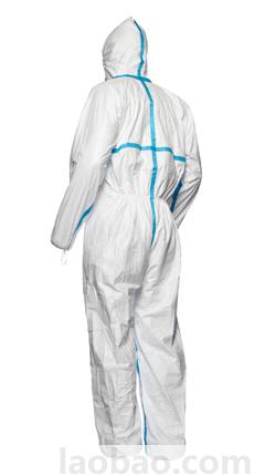 杜邦™ Tyvek® 600 Plus帶帽連體服縫線加貼膠條自粘合式拉鏈門襟和下巴門襟白色